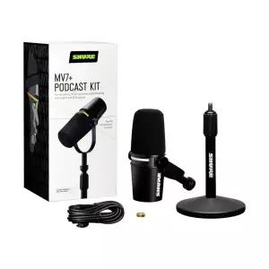 [SHURE] 슈어 팟캐스트 XLR USB-C 하이브리드 듀얼 마이크 키트 MV7+ Podcast Kit (스탠드 포함) [블랙]