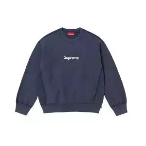 슈프림 워시드 박스 로고 크루넥 네이비 - 25SS