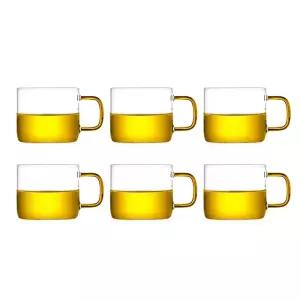유리 잔 B07 150ml/내열 찻잔 세트 손잡이 컵 글라스 작은 머그 다기 카페 투명 미니 티컵 다도 가정용 차