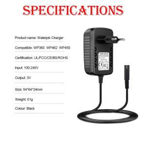 Waterpik WP360W WP450EC 360C 440C 440W 450W 450C 460W 460C 465W 550W 550C 물 Flosser 용 충전기 어댑터