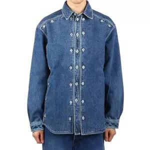 와이프로젝트 MUST IT_ SHIRT47-S24 NAVY 버튼 패널 데님셔츠