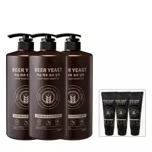  히솝 맥주 효모 샴푸 1000ml 3개+ 히솝 맥주 효모 샴푸 튜브형 120ml 3개(gift)