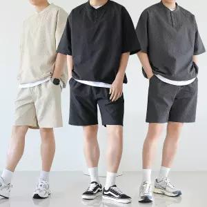 남자 시어서커 반팔 5부 쇼츠 상의 하의 트레이닝복
