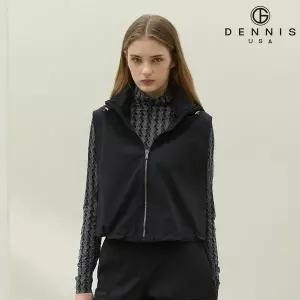 [데니스골프][DENNIS] 26SS신상 여성 스윙 풀집업 크롭베스트 블랙_HD5SLVT293