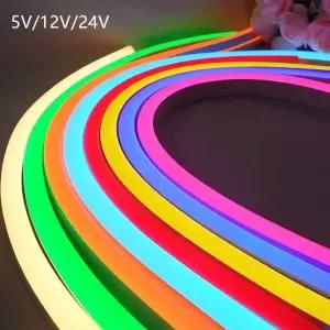 5V 12V 24V Led 네온 스트립 라이트 6mm 좁은 로프 플렉스 테이프 실리콘 튜브 바 방수 DIY 사인 레드 그린