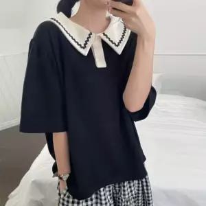 오버핏 웨이브 카라 반팔 티셔츠 빅사이즈 티셔츠 임부복 F877
