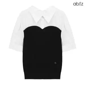 [ab.f.z] 레이어드 니트 뷔스티에 셔츠 (AFY2HB05A)