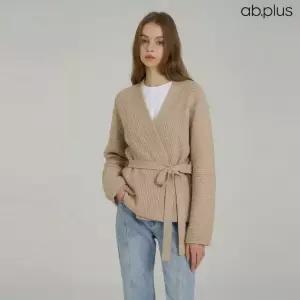 [ab.plus] 브이넥 허리끈 디테일 니트 가디건 (LSA5MY34A)