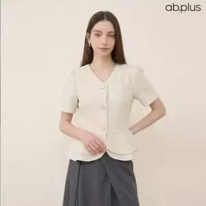 [ab.plus] 트위드 패플럼 반팔 블라우스 자켓 (LSA2MJ32A)
