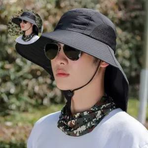 정글모 사하라캡 뒷목가리개 블랙 성인플랩캡 쿨링