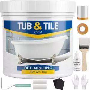 Ironable Tub 및 타일 페인트 마감 키트 도구 포함 35온스 욕조 흰색 샤워기 주방 조리대 도자기 커버하기