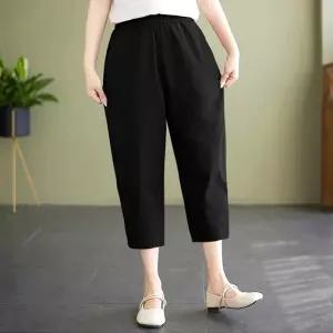 트렌드집착 여성 빅사이즈 쿨링원단 밴딩 7부 카프리 팬츠