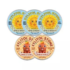 [자일리톨스톤] 자일리톨스톤 페퍼민트 부스터 70g x 3개+브레드이발소 오렌지향 60g x 2개