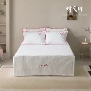 박술녀 순면 자수광목 침대커버 스커트 킹K 프리미엄 매트리스 커버