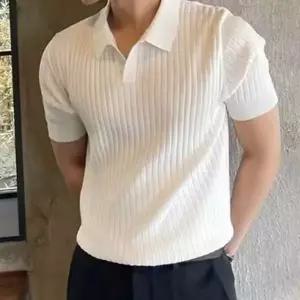 티 카라 남성 여름 반팔 니트 골지