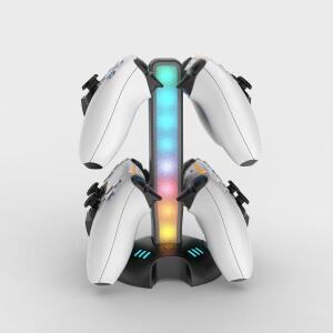 2025 4-in-1 다기능 PS5 컨트롤러 충전 거치대 (조절 가능한 RGB 조명 및 듀얼 포함)