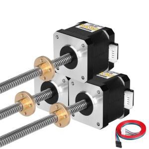 YEJMKJ 3팩 네마 17 스테퍼 모터 TR8x8 310mm, T8 리드 스크류 2상 1.8 u200C u200C 고토크 0.44Nm (62.31온스 인치) 바이폴라 1.7A 1.7 40mm 4와이어 커넥터 케이블 1M, 3D 프린터 DIY 로봇 CNC용