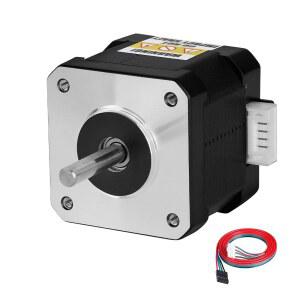 YEJMKJ 네마 17 스테퍼 모터 2상 1.8 u200C u200C 0.47Nm(66.56온스 인치) 고토크 바이폴라 38mm 1.7A 1.7 4와이어 샤프트 24mm 5mm 42 케이블 1M 3D 프린터 DIY 로봇 CNC 머신용