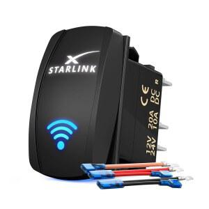 스타링크 로커 스위치, MINI /GEN1-3, 방수 SPST 5핀 온/오프 토글 스위치 20A 12V /24V, 점퍼 와이어 포함, RV, 해양 및 실외 위성 신호 수신 제어용