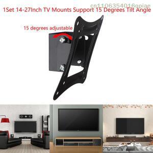 1세트 14-27인치 TV 마운트 LCD LED 모니터 벽걸이 브래킷 고정형 평면 패널 프레임 지지대 15도 틸트 각도