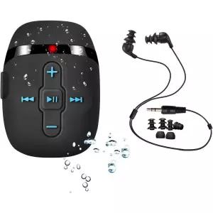 Sewobye 수영용 방수 MP3 플레이어 짧은 코드 헤드폰 mp3 수중 3미터 셔플 기능