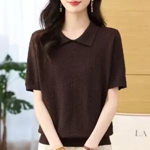여성 데일룩 스웨터 라운드넥 탑 라이크 여름 얇은 실크 니트 빅사이즈 통통 티셔츠 힛템