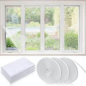 SmoothNovelty 3개 75 x 79 인치 컷테이블 DIY 셀프 접착 창 스크린 키트 보이지 않는 화면 메쉬와 스트랩