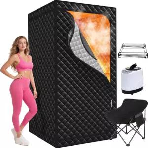 가정용 업그레이드된 휴대용 사우나 대형 개인 박스 3L 1300W 스팀기 접이식 의자 9단계 열 전신 스팀룸