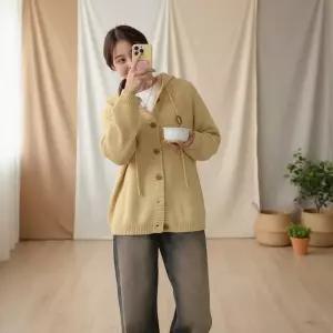 [옷자락]여성 와플 후드 니트 가디건 후디 스웨터 후드티
