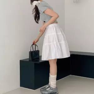 [옷자락]여성 A라인 레이스 캉캉 미디 스커트 데이트룩