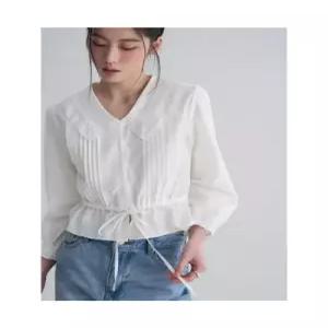 에잇세컨즈 브이넥 빅칼라 블라우스  화이트 356364WM31