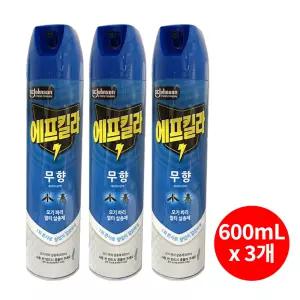 에프킬라 600ml x 3개입 에어졸 무향/ 모기퇴치제/미끌거림없음/여름모기퇴치