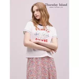 [써스데이아일랜드][Thursday Island] 넥 배색 포인트 티셔츠(T244MTS246W)