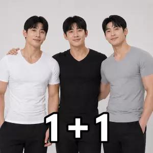 원+원 남자 이너 티셔츠 기능성 여름 땀흡수 V넥 얇은 쿨론 니플커버 반팔