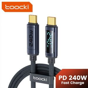 Toocki 240W USB C 케이블 LED 디지털 PD3.1 QC4.0 iphone 호환 15 Pro Macbook 480Mbps 데이터 코드 용 고