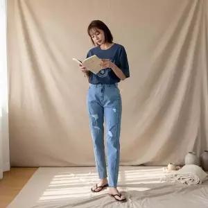 [하프클럽/셀러허브_여성트랜드패션]여성 폴딩 하렘 진 뒷밴드 워싱 팬츠