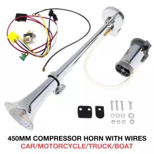 자동차/트럭/보트/오토바이/차량용 17인치 12V / 24V 150DB 슈퍼 시끄러운 단일 트럼펫 에어 혼 압축기 키