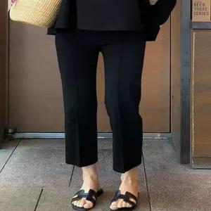 MADE 핀턱 사방스판 치즈 슬림 일자 블랙 팬츠 (one color) 키작녀추천