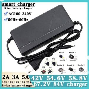 84V 58.8V 67.2V 42V 54.6V 2A 3A 5A 리튬 이온 배터리 팩 충전기 10S 13S 14S 16S 20Scooling 팬 스마트