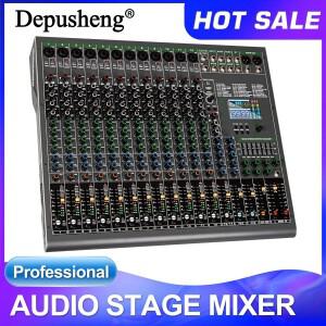 14채널 디지털 전문 오디오 콘솔 믹서 Depusheng TG14 믹싱 DJ USB 48V 팬텀 파워 내장 99가지 리버브 효과
