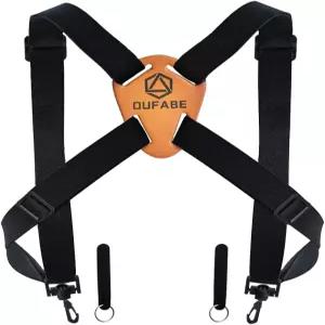 OUFABE 쌍안경 하네스 스트랩 사냥용 X자형 조절 가능 및 디럭스 바이노 가슴 카메라 레인지파인더 등을