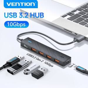 Vention USB 3.2 Gen2 허브 5포트 분배기 10Gbps A 타입 C 멀티포트 어댑터 (맥북 호환 아이패드 호환 노트