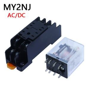 1세트 전원 릴레이 코일 범용 MY2 DPDT Relais DC 12v/24v AC 110v/220v 스위치 (소켓 베이스 포함)
