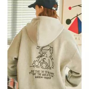 꼼파뇨 CPGN STUDIO 기모 트렘블링 베어 자수 후드 집업 그레이