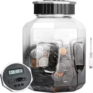 X-대형 저금통 LCD 카운터가 있는 Vcertcpl 디지털 코인 카운팅 뱅크 2.4L 용량 총 금액 표시된 훌륭한