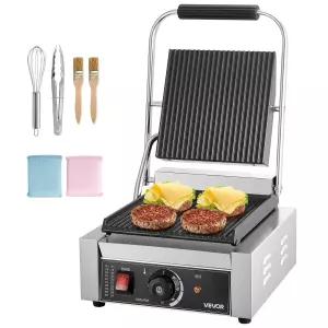 VEVOR 상용 파니니 그릴 1800W 전기 샌드위치 파니 메이커 손잡이 및 온도 조절이 가능한 스테인리스 스틸