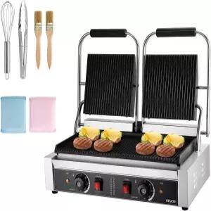 VEVOR 상업용 파니니 그릴 3600W 전기 샌드위치 파니 메이커 핸들 및 온도 조절이 가능한 스테인리스 스틸