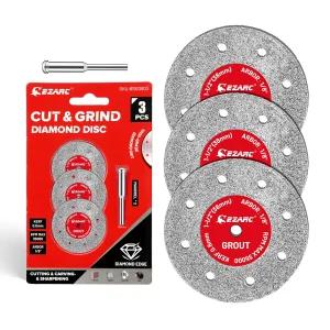 날카로운 조각을 자르기 위한 EZARC 1-1/2 다이아몬드 절단 휠 0.6mm 커프 1.5 x 1/8 타일 3팩 회전 공구