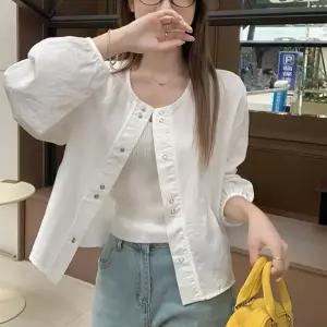 블라우스 봄 여름 노카라 크롭 자켓 바람막이