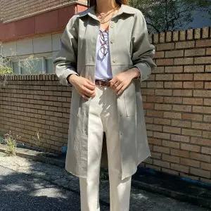 |KHJ6F1B|여성 기본 빅포켓 절개 루즈핏 긴 자켓